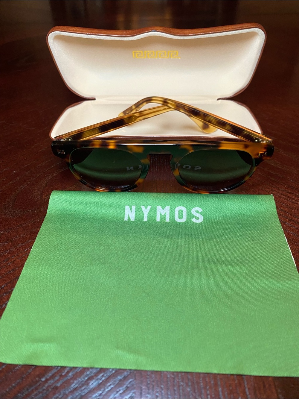 NYMOS Tortoise Shell Sunglasses with gold accents, cleaning cloth and case - Picture 10 of 15